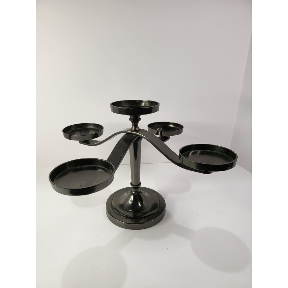 Brass Gunmetal Candelabra 5 Light Taper Pillar Candle Holder Centerpiece India
